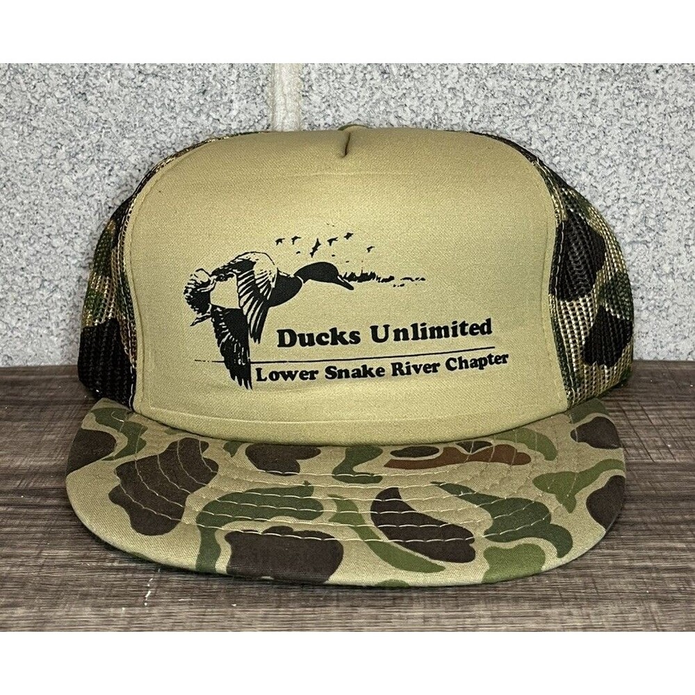 Vintage Ducks Unlimited Camo Mesh Trucker Hunting Camouflage Men's Hat One Size